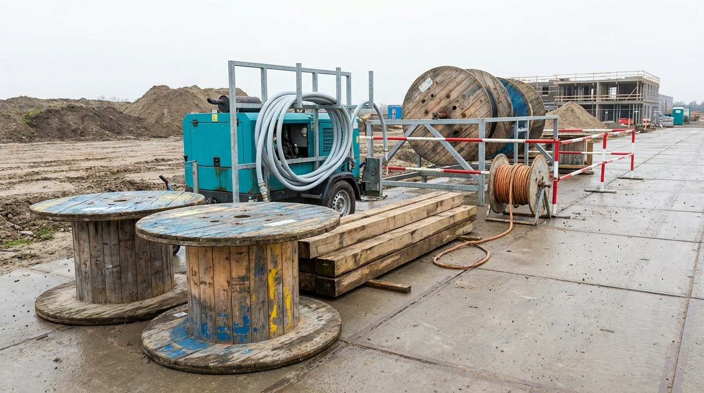 катушки канатов и лидер-трос в начале трассы